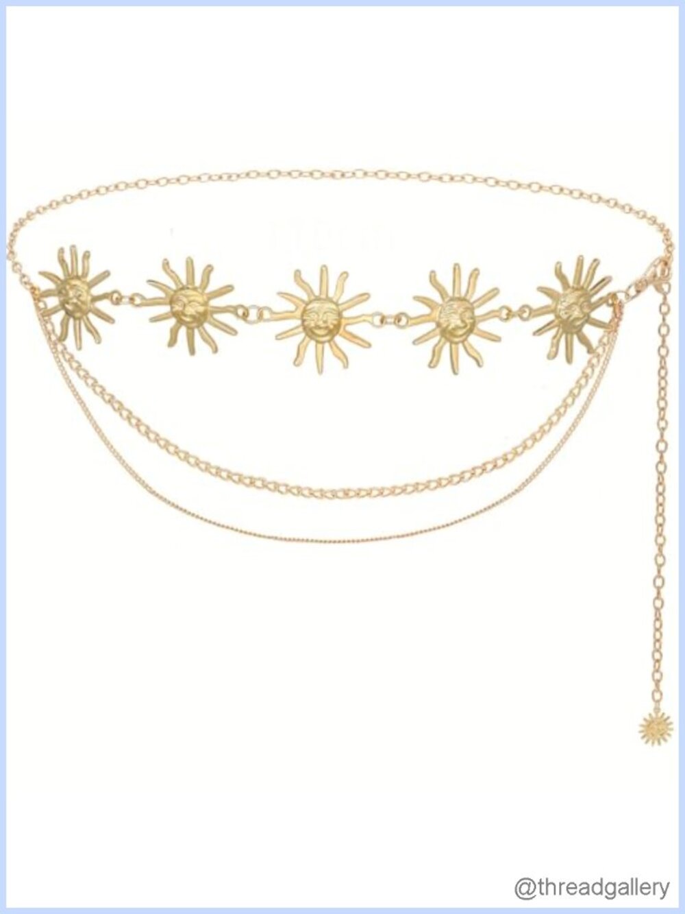 Metal Waist Chain Belt Multilayer Sun Moon Link Body Chain for Women Dress